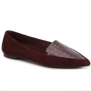 Essex Lane Aleanor Deep Wine Suede Crocodile Flat Loafer Size 8